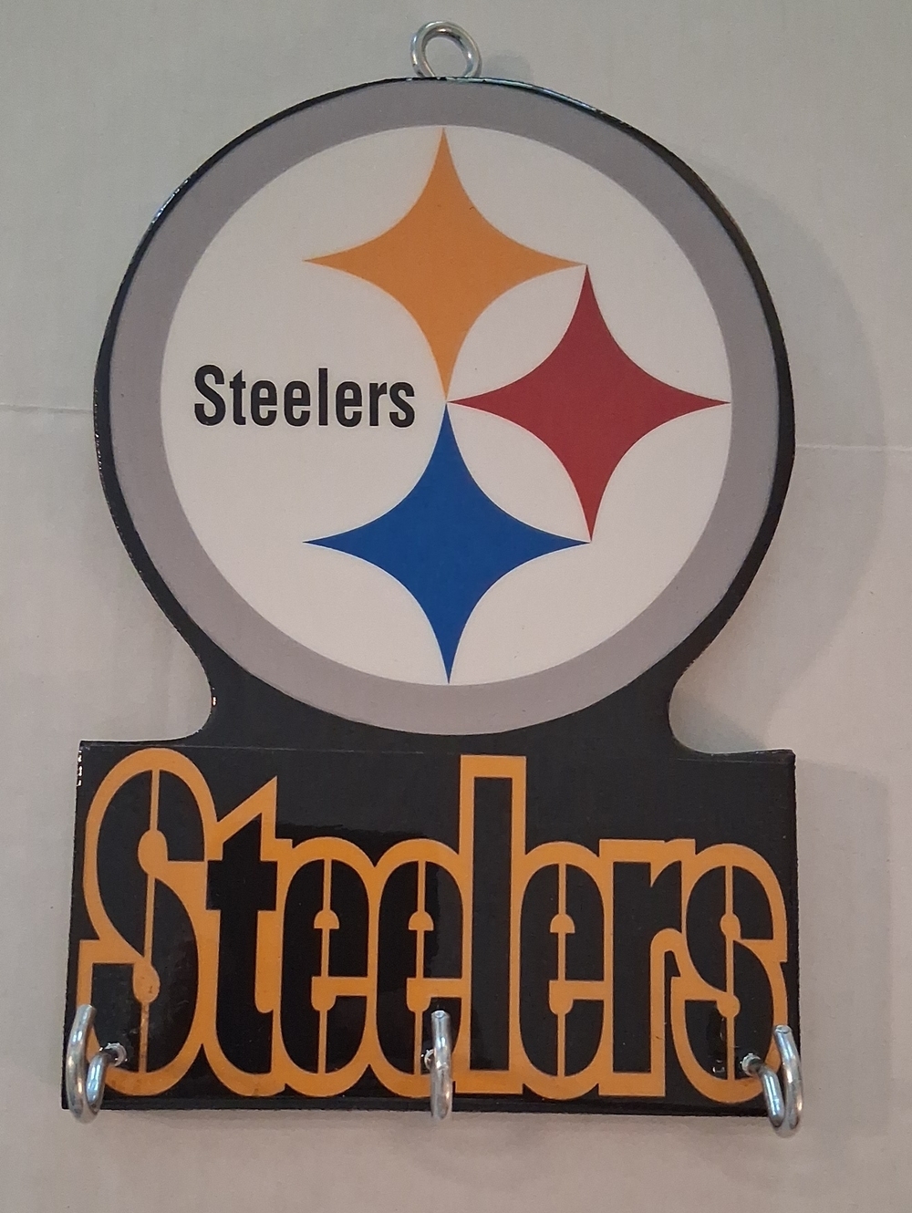 Handmade Pittsburgh Steelers   Wall Hook Rack Key Holder Sign